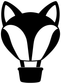 Fox hot air balloon vinyl decal, black balloon with white fox face and ears