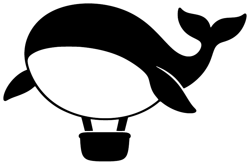 Black and white whale hot air balloon vinyl decal graphic