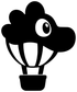 Hot air balloon dinosaur vinyl decal, black-and-white cartoon balloon with basket and legs