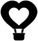Hot air balloon heart canopy vinyl decal, black balloon with white heart and white pot