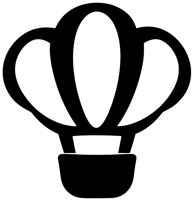 Hot air balloon cloud vinyl decal in black and white, balloon and canopy silhouette