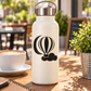 Hot air balloon vinyl decal on white tumbler, black moon and cloud design