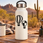 Hot air balloon vinyl decal: two black balloon graphics on white surface