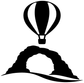 Hot air balloon vinyl decal over desert arch with dune base