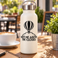 Hot air balloon vinyl decal with 'Meet Me Above the Clouds' text on a bottle
