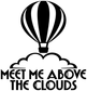 Hot air balloon vinyl decal with 'Meet Me Above the Clouds' in bold black and white