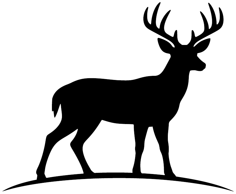 Black deer buck vinyl decal silhouette, standing with antlers