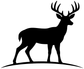Black deer buck vinyl decal silhouette, standing with antlers