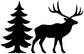 Black elk and pine tree vinyl decal silhouette