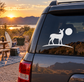 Vinyl decal of black doe silhouette with moon for vehicle windows