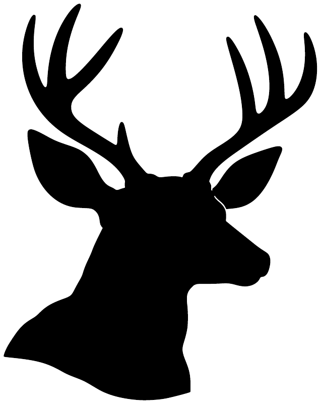 Deer head vinyl decal with large antlers, bold silhouette design