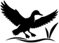 Black bird landing vinyl decal over marsh reeds graphic