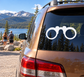 White hunting binocular vinyl decal on a car rear window