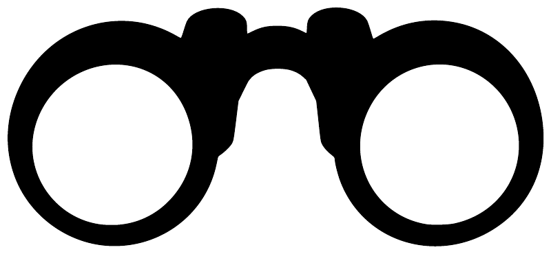 Black binocular vinyl decal with two white circular lenses
