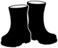 Vinyl boot decal with two black boot silhouettes, white outline