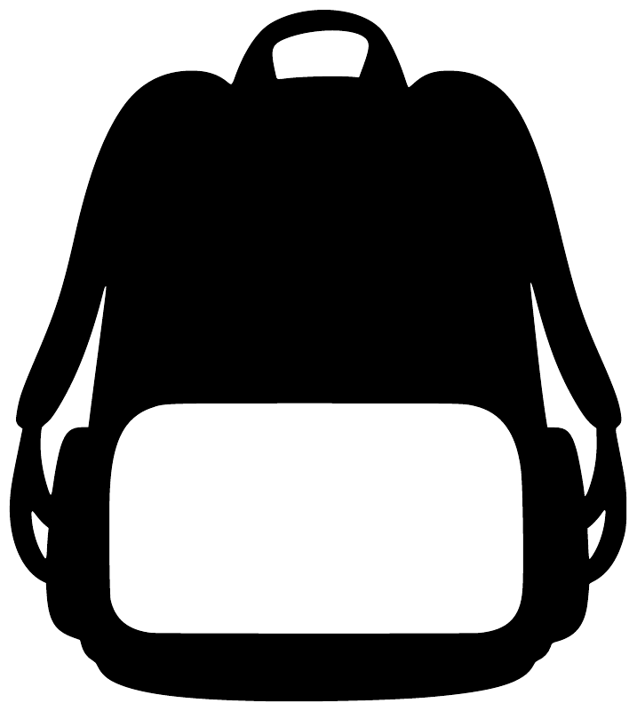 Daypack vinyl decal, black backpack silhouette with handle and front pocket