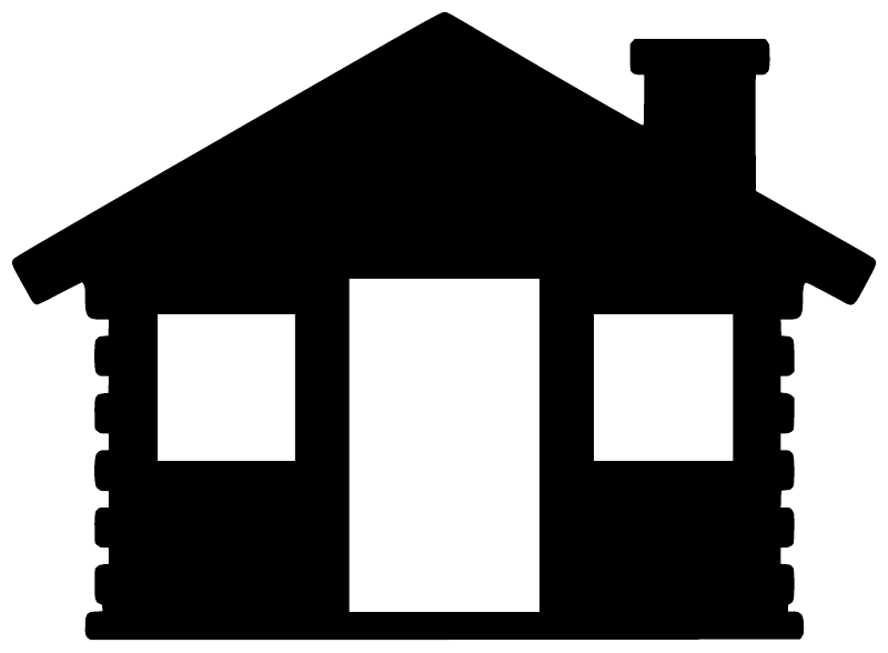 Black house silhouette vinyl decal with three white window openings
