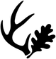 Black antler and oak leaf vinyl decal graphic on white background