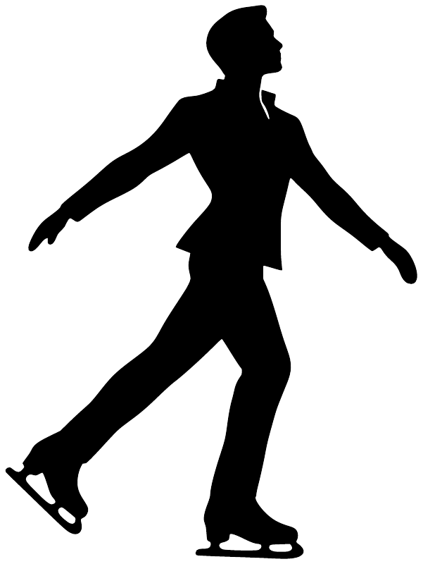 Ice skating vinyl decal silhouette of an ice skater, black figure with blades