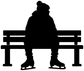 Ice skating bench vinyl decal, black skater silhouette on bench with skates
