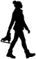 Black ice skater silhouette vinyl decal, full-body figure with ice skate