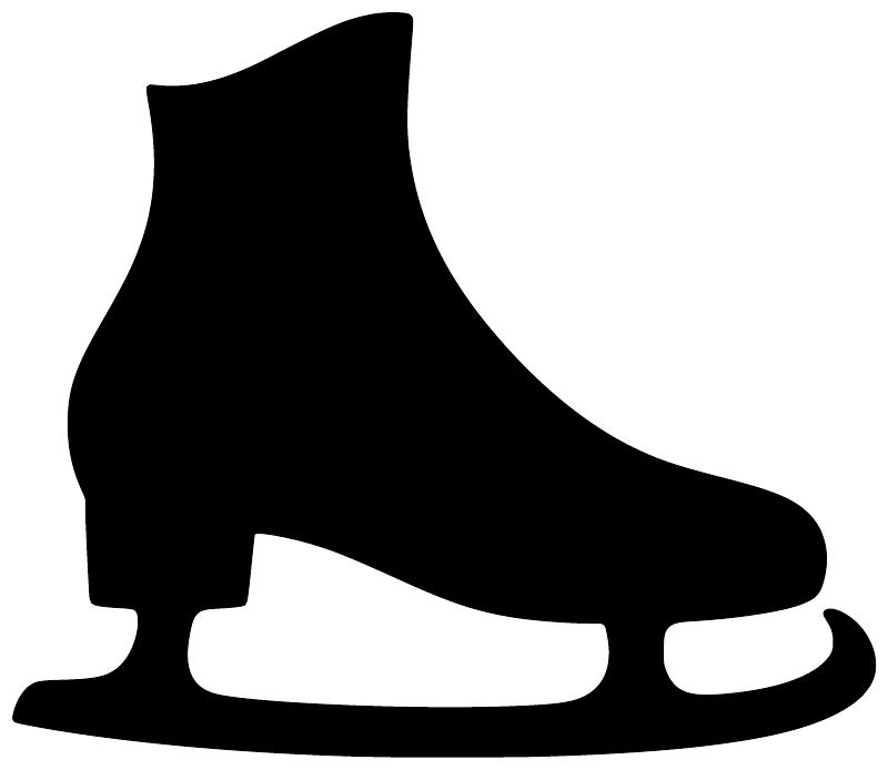 Ice skate boot vinyl decal, black silhouette with blade detail