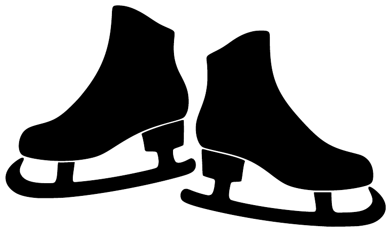 Black ice skate pair vinyl decal with two skate silhouettes