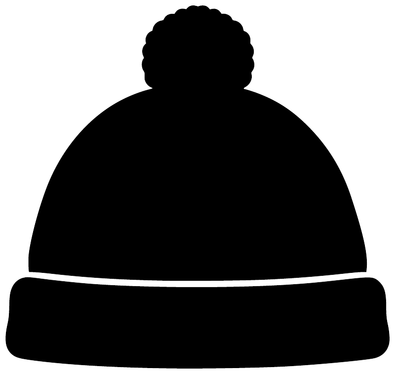 Pom hat vinyl decal silhouette, black beanie with white outline