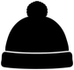 Pom hat vinyl decal silhouette, black beanie with white outline