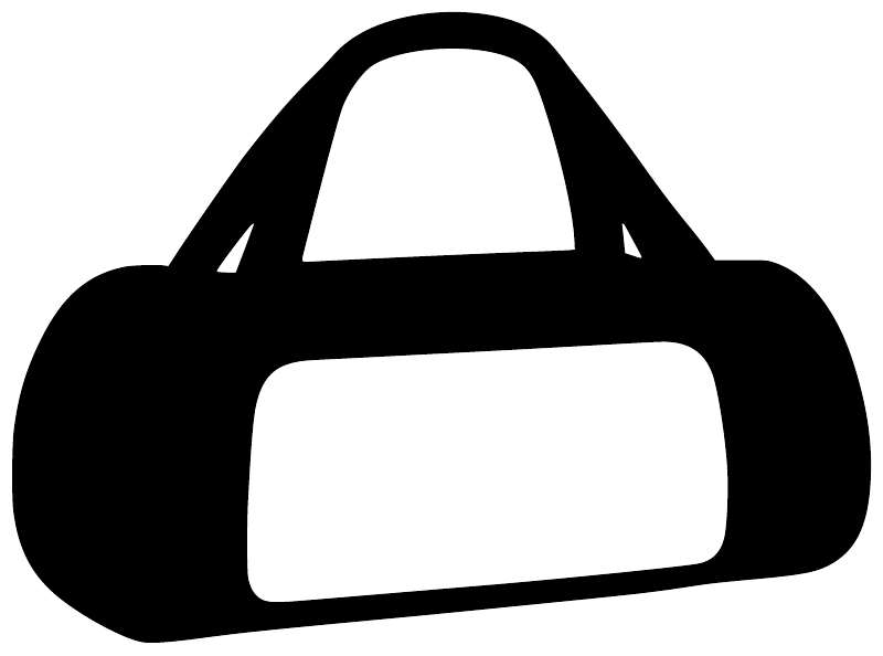 Black bag vinyl decal with white insert and arched handle
