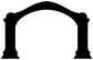 Ice skating rink arch vinyl decal, black arch silhouette with skate supports