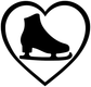 Ice skating heart vinyl decal, black skate silhouette in heart outline