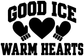 Black vinyl decal letters “GOOD ICE” and “WARM HEARTS” with three hearts and hand icons