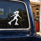 Inline skating vinyl decal of a roller skater silhouette on window glass