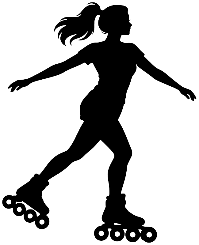 Inline skating vinyl decal silhouette of a skater on roller skates