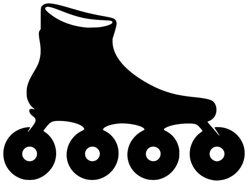 Black inline skates vinyl decal silhouette with four wheels