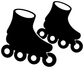 Two black inline roller skate decals with white wheels, vinyl sticker set