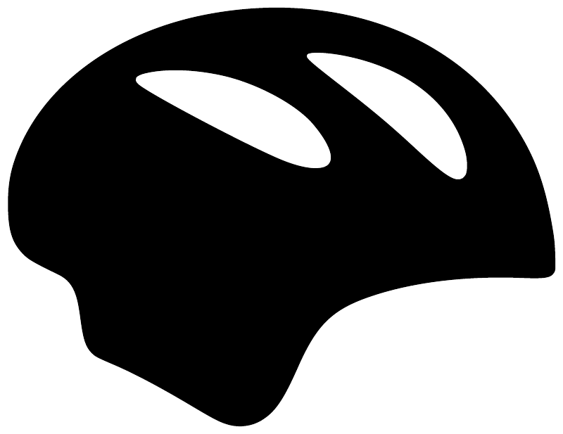 Helmet silhouette vinyl decal with two ventilation lines on black