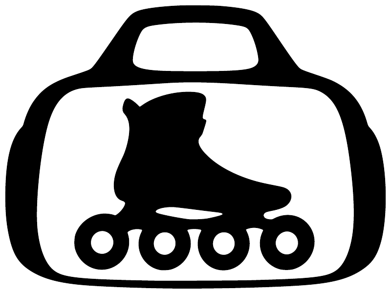 Black and white inline skates bag vinyl logo decal with four wheels