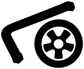 Inline skating wheel tool emblem vinyl decal icon with black and white wheel