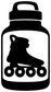 Vinyl bottle skating decal, black silhouette of roller-skate bottle