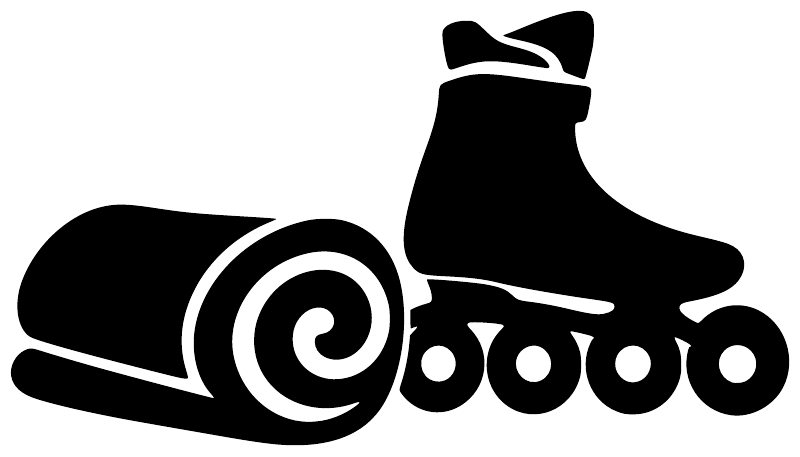 Black-and-white inline roller skate vinyl decal silhouette