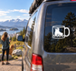 Vinyl decal of a mug with inline skates icon on a car window