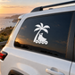 Palm tree roller skate vinyl decal for car window, black and white