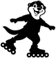 White and black otter character vinyl decal riding roller skates