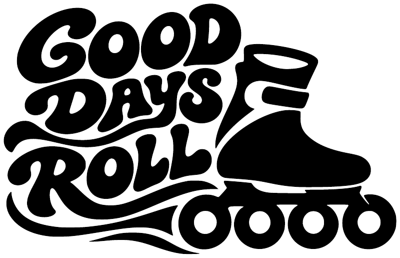 Black Good Days Roll roller skate vinyl decal with bold lettering