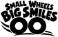 Vinyl skating decal reading “SMALL WHEELS BIG SMILES” with two large wheel icons
