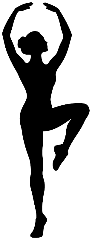 Jazz dance vinyl decal silhouette dancer in motion with arms raised and bent leg