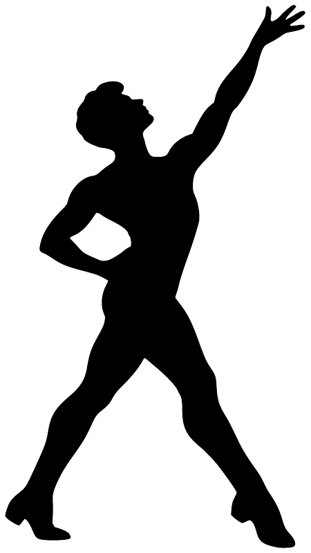 Jazz dance vinyl decal silhouette of a dancer with arms raised on white