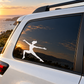 Black jazz dance silhouette vinyl decal on a car side window